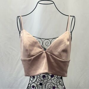 NWT H&M satin pink cropped top size 12